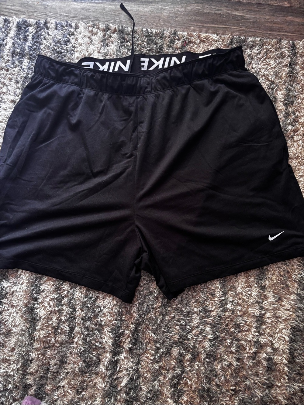 Nike Black Women's Athletic Shorts with White Logo